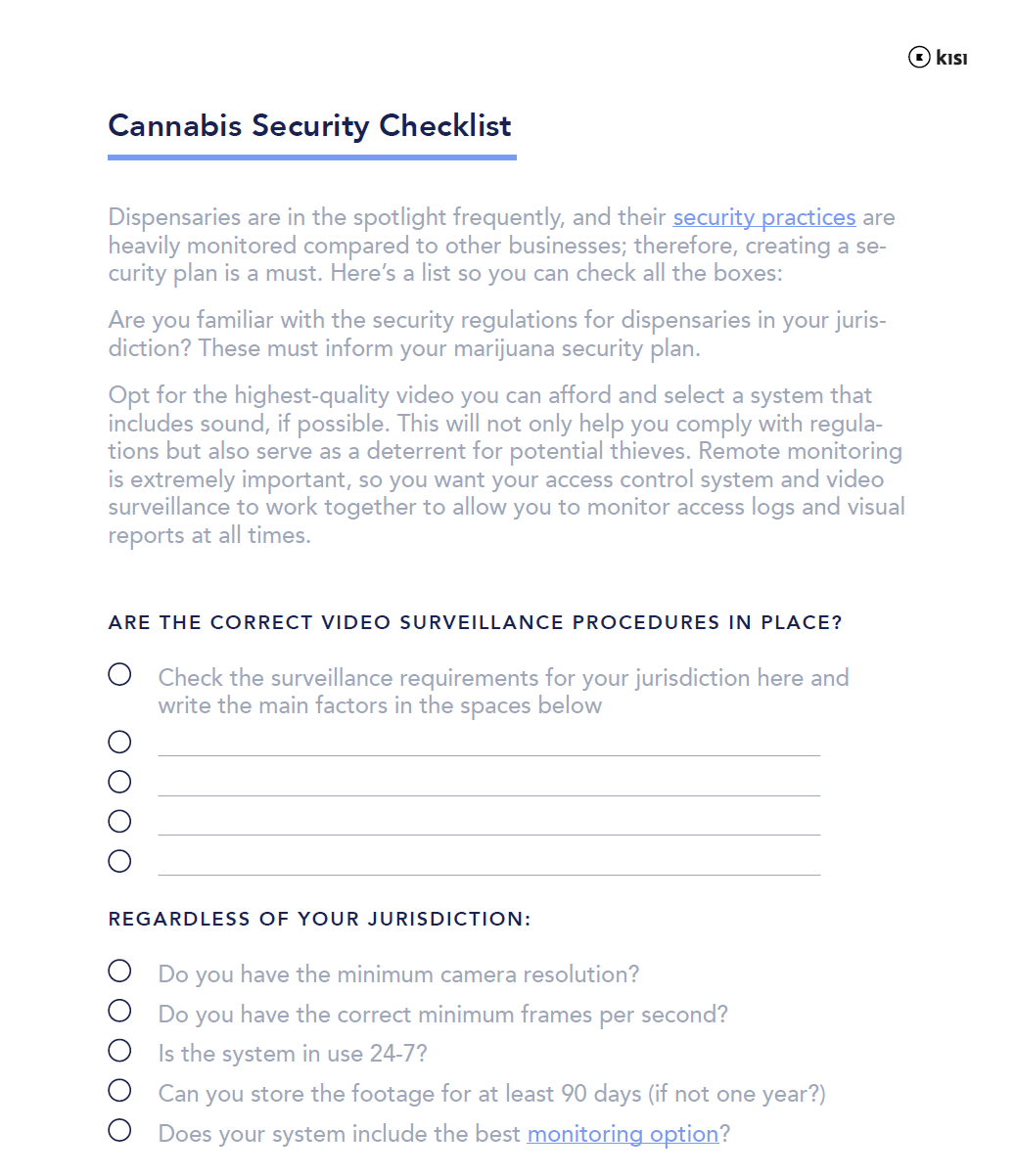 Security Checklist for Cannabis Grow Facilities